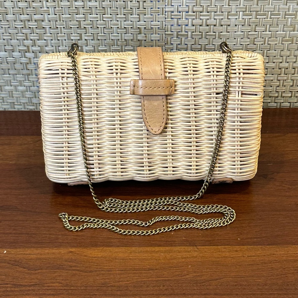 Summer 2020 J. Crew Rectangle Rattan Convertible Crossbody Clutch (SU20)